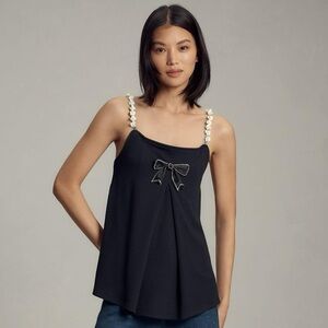 NWT Anthropologie Black MAEVE EMBELLISHED SWING TANK TOP. Size Medium